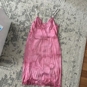 Pink vintage midi silk slip